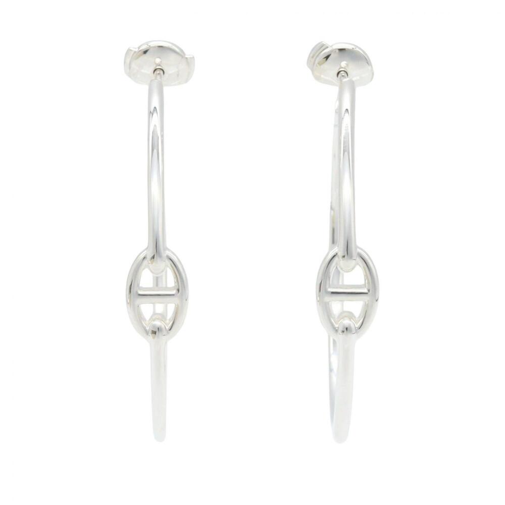 Hermes Chaine d'Ancre Enchainee GM Earrings, Sterling Silver 925, Women's, Tone